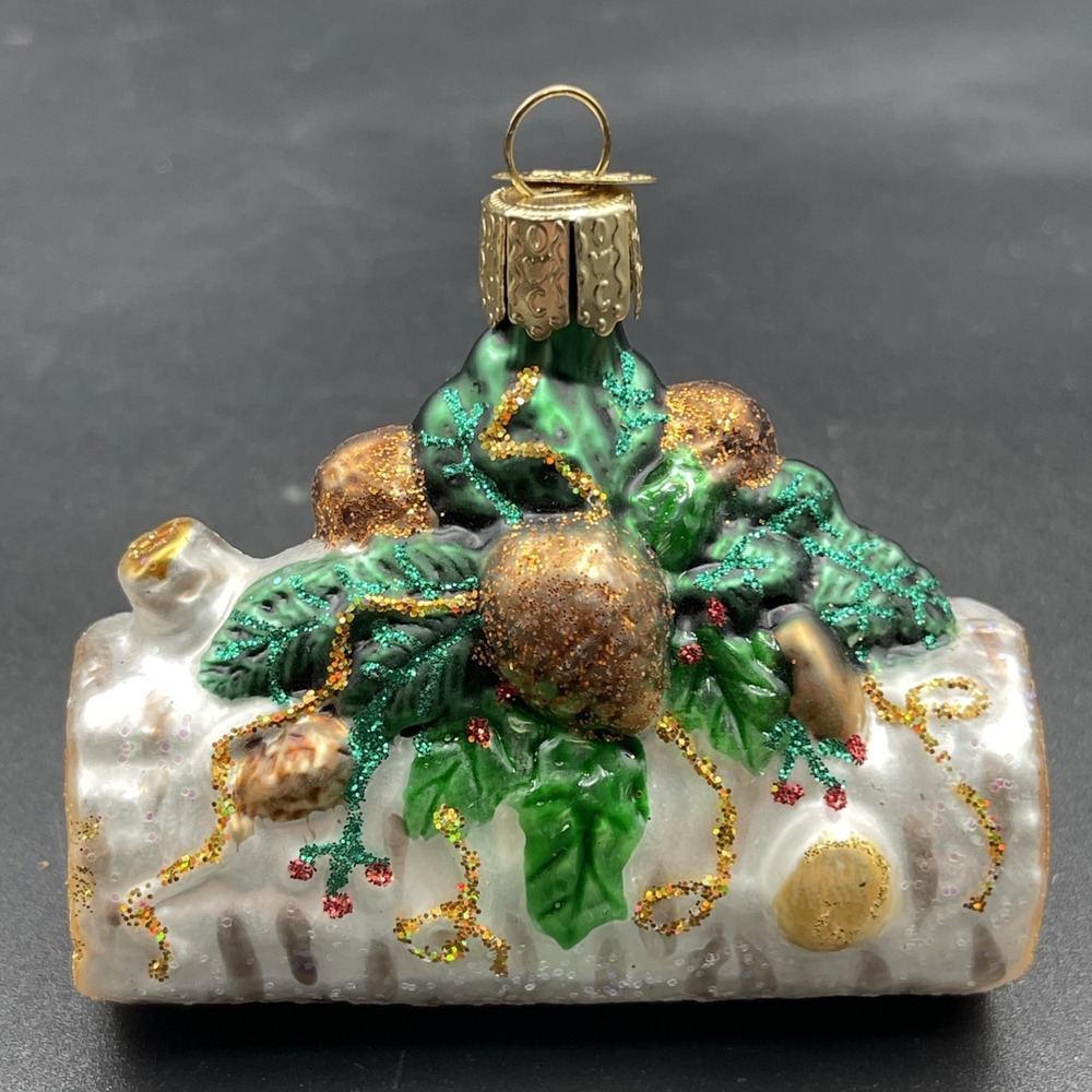 Old World Christmas / OWC Glass Ornament YULE LOG 3" - Picture 3 of 6